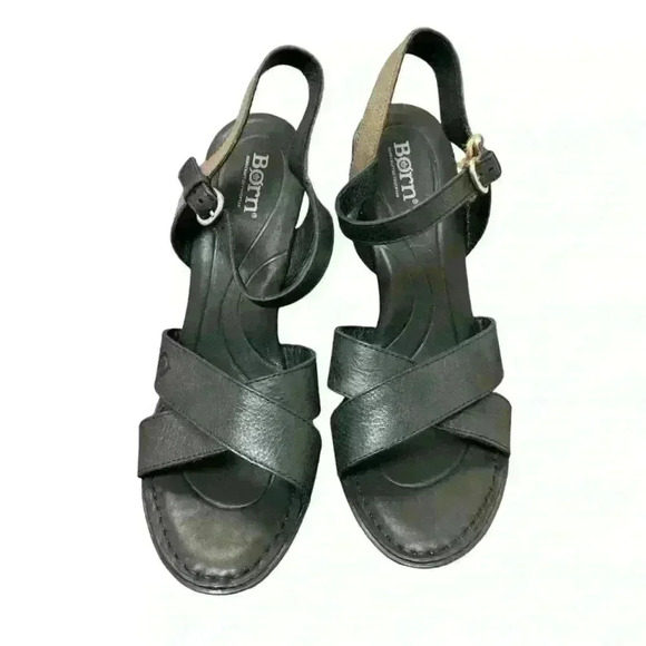 Born Hamada Wedge Sandal Leather Women Size 10 NEW - Picture 8 of 10